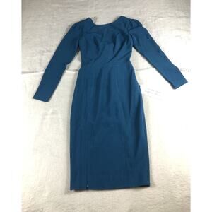 New Dress the Population Dress Xxs Blue Green Nadia Scoop Back Midi Slit